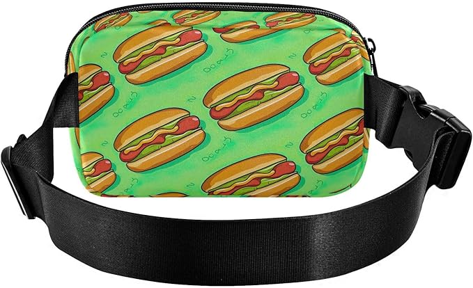 Funny Hot Dog Fanny Pack for Women Men Water Resistant Fashion Waist Packs with Adjustable Strap Belt Bag for Travel Workout Jogging Hiking 21220327