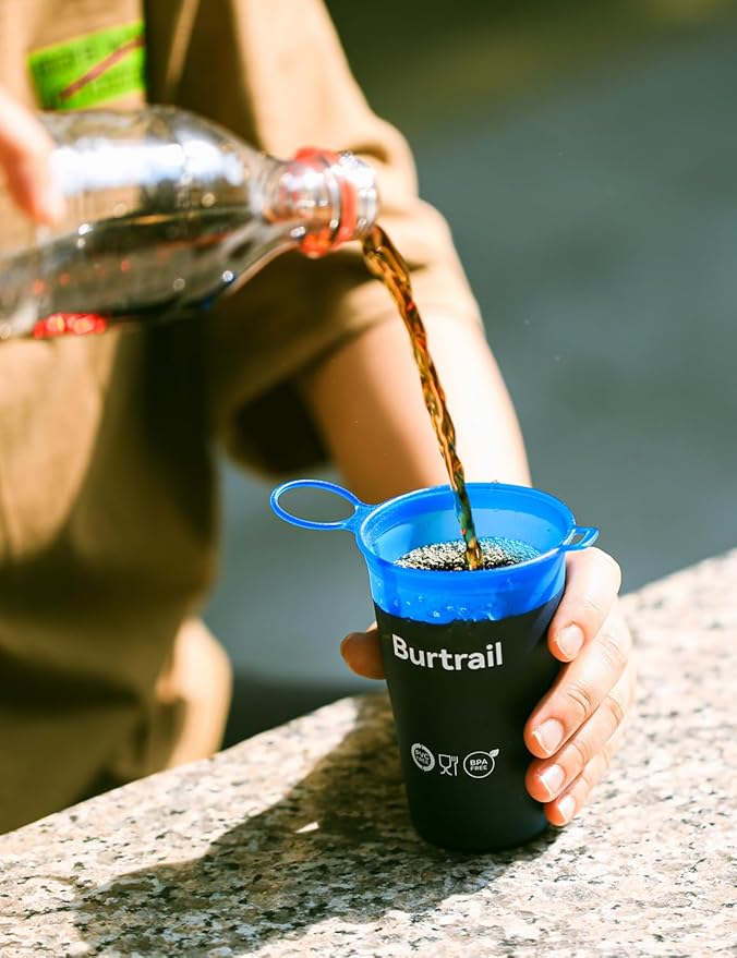 200 ml/6.8 oz-2Pack-Collapsible Cup TPU Running Water Cup Ultralight Protable with Carabiner for Backpacking,Running,Climbing,Camping,Party-BPA Free,Blue