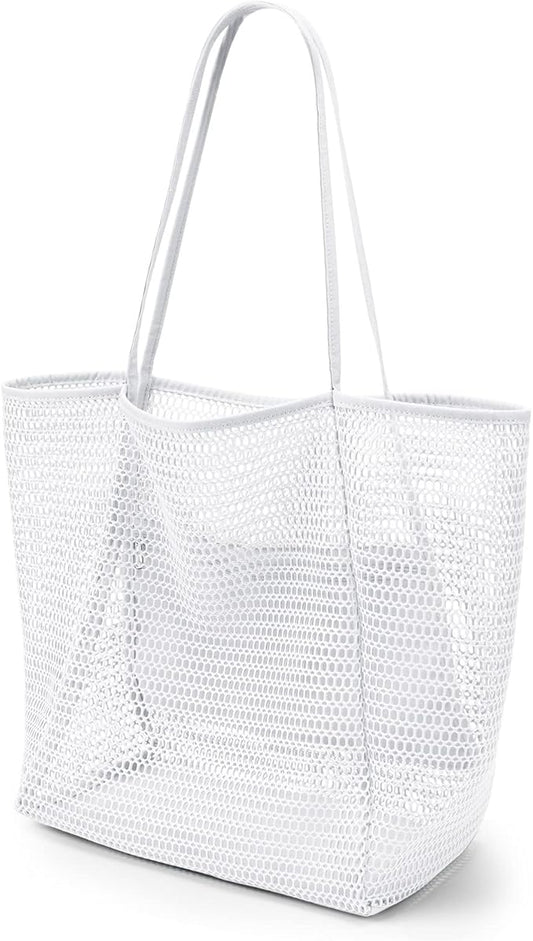 KALIDI BeachNylon Mesh Tote Bag, Casual Tote Bag Hobo Women Foldable MAX 23L Shoulder Bag For Beach Picnic Vacation