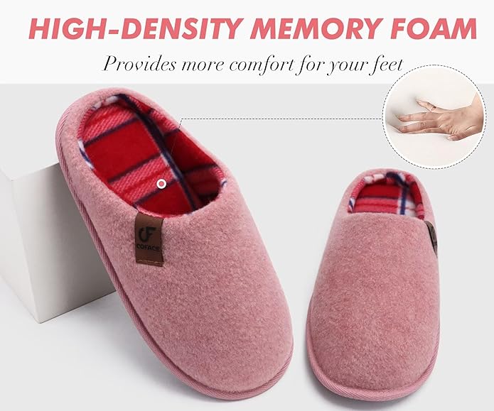 COFACE Unisex Mens Womens Cozy Memory Foam Scuff Slippers Casual Slip On Warm House Shoes Indoor/Outdoor Felt Sandal Slippers Size 4-15
