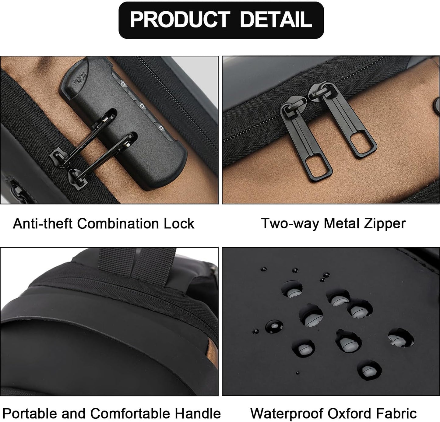 Sling Bag for Men Anti-theft USB Crossbody Shoulder Backpack Purse Waterproof PU Leather Chest Bag Travel Daily Use