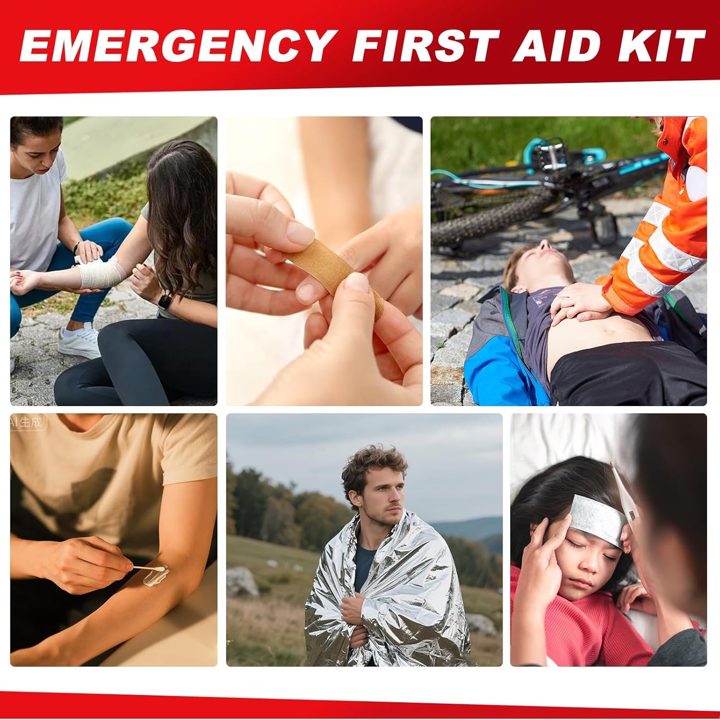 Mini First Aid Kit,132 Piece Small Waterproof Emergency Medical Kit for Travel, Car, Home, Office, Camping, Hiking - Compact Outdoor Survival Kit Includes Emergency Foil Blanket, Scissors