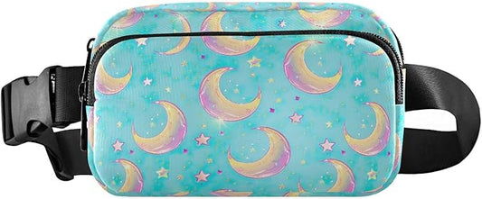 Gradient Moons Star Fanny Pack for Women Men Water Resistant Fashion Waist Packs with Adjustable Strap Belt Bag for Travel Workout Jogging Hiking 21219045