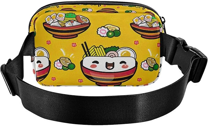 Kawaii Noddle Fanny Pack for Women Men Water Resistant Fashion Waist Packs with Adjustable Strap Belt Bag for Travel Workout Jogging Hiking 21219005