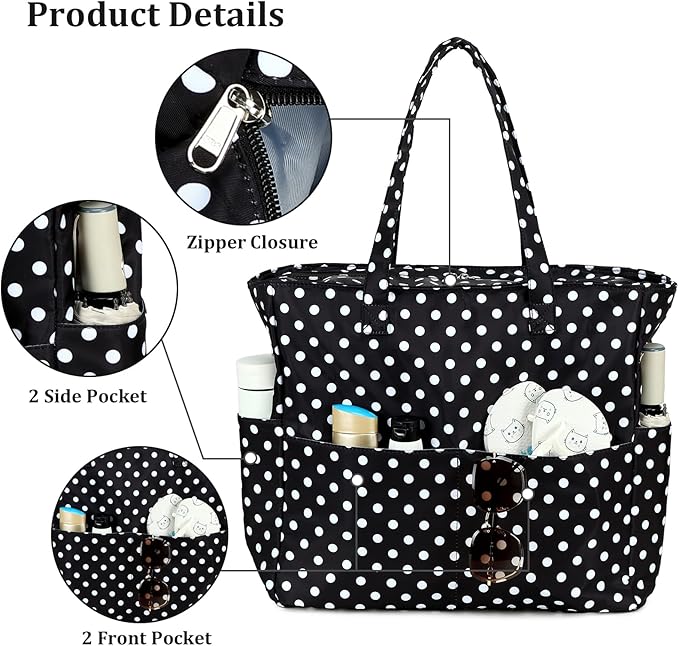 LEDAOU Large Beach Bag Women Waterproof Sandproof Zipper Beach Tote Pool Bag for Swim Gym Grocery Travel with Wet Pocket | Waterproof, Sandproof, Zipper, Pool, Gym, Grocery