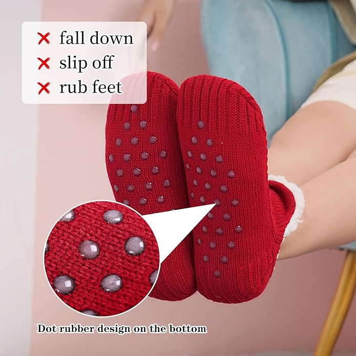 Warm Slipper Socks for Women Indoor Soft Cozy House Sock Shoes Non-Slip Knitted Socks Fuzzy Thermal House Slippers