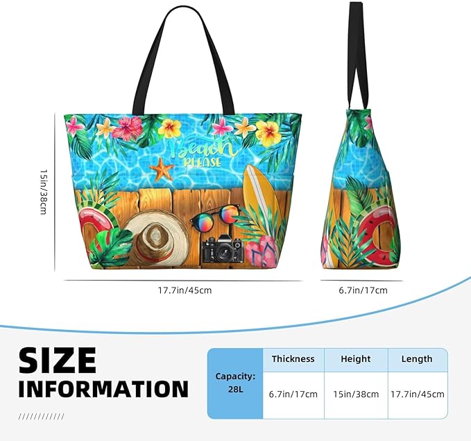 Beach Bag Tote Bags Waterproof Sandproof for Women Large Beach Tote Bag Foldable with Pockets for Weekend Vacation