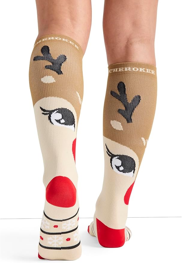 Cherokee Women's 10-15mmHg Compression Socks – Fun Print Knee Highs with Light Support, Soft Feel - PRINTSUPPORT