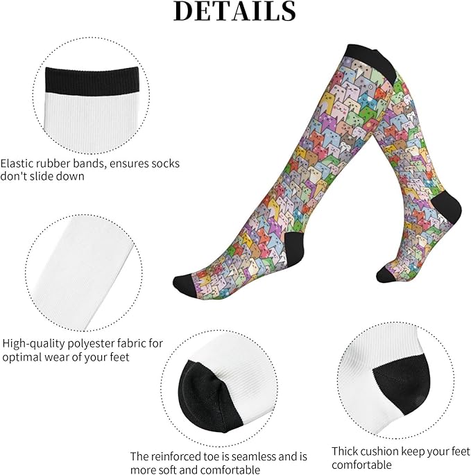 Compression Socks Knee High Circulation Support Socks For Women Men Athletic Running Work Hiking Cycling Travel