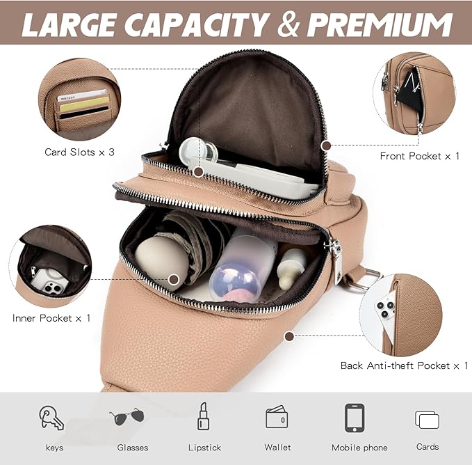 MYHOZEE Small Diaper Bag Crossbody Sling Purse for Women - 2 in 1 Leather Backpack with 2 Straps for Short Trips Work Daily | Mini diaper bag, Instant Wipes pocket, Adjustable Straps, Credit card slot, Moms and dads, Reusable Wipe pouchs