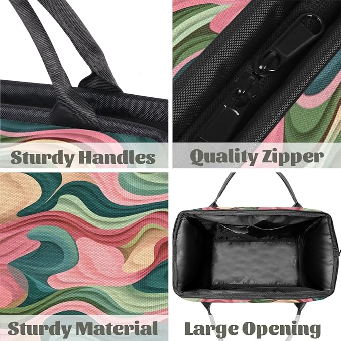 Geometric Colorful Waves Overnight Weekender Bag for Women Men Travel Duffel Bags Waterproof Luggage Carry on Sports Yoga Gym Bag
