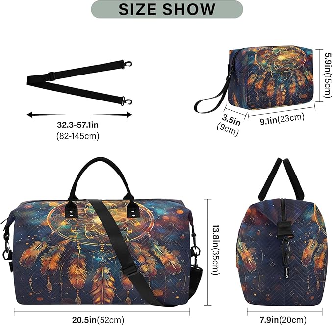 Mystical Dreamcatcher Travel Duffle Bag Gym Yoga Carry on Bags for Men Women Weekender Bag
