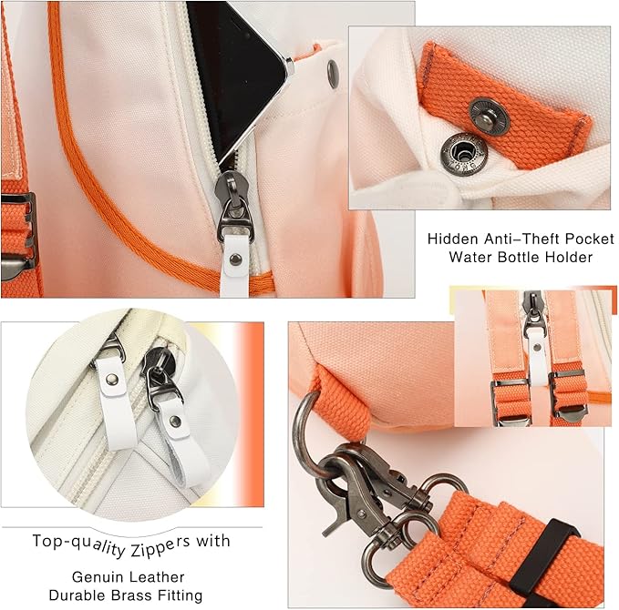 KL928 Canvas Sling Bag - Small Crossbody Backpack Shoulder Casual Daypack Rucksack for Men Women(Yellow+Orangered)