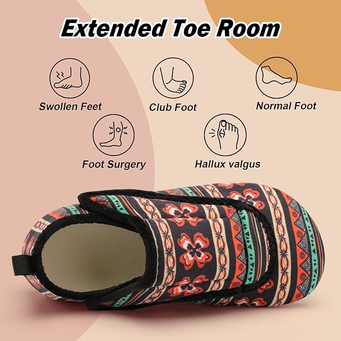 BARERUN Slippers for Women Men Wide House Diabetic Shoes for Women Men Warm Arthritis Edema Swollen Neuropathy Socks Slip on Adjustable Fuzzy Comfy Soft Womens Mens Bedroom Sliipers