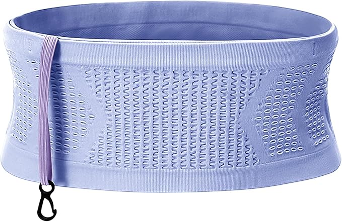 Slim Running Belt, No-Bounce Hidden Waist Pack with 360° Opening for Soft Flask, Cellphones, Keys or Gels, Purple, Medium
