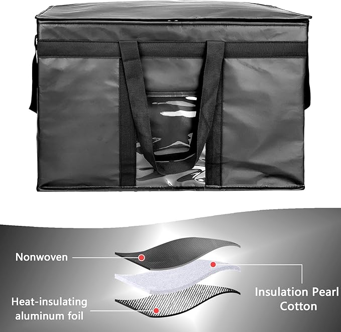 Yalin XXXL Large Insulated Cooler Bag, Styrofoam Cooler of Keep Food Hot or Cold, Reusable Double Zipper Food Delivery Bag for Grocery Shopping, 23" W x 15" H x 14" D