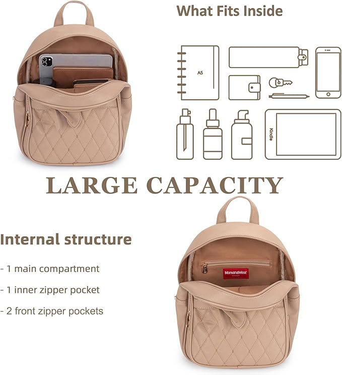Montana West 3Pcs Anti Theft Backpack Purse for Women Small Quilted Backpack Set