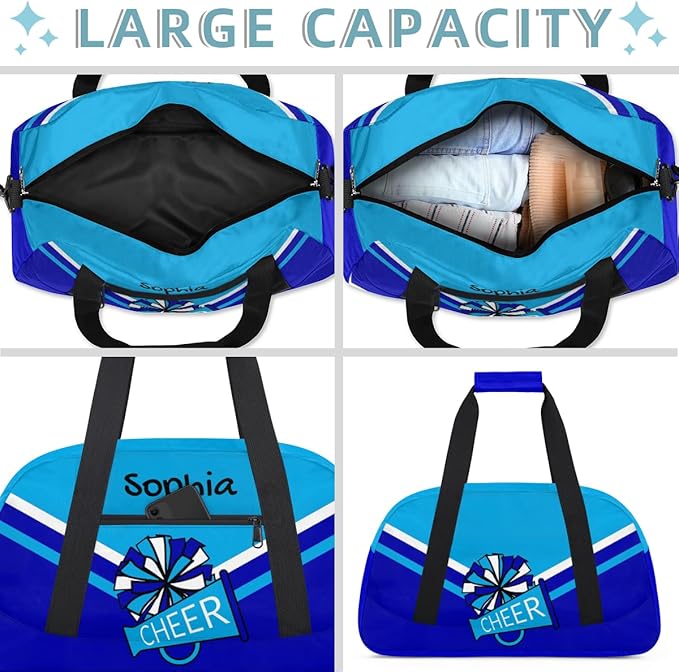 Personalized Blue Cheer Bag for Cheerleaders, Custom Sport Gym Bag Dance Bag Travel Duffle Bag Cheerleading Gifts for Women