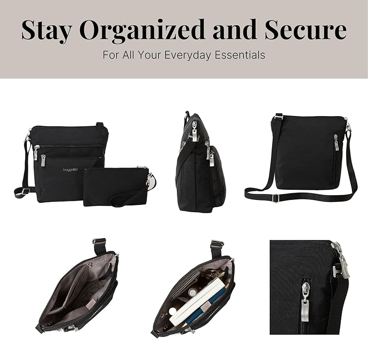 Baggallini Pocket Crossbody Bags for Women 8x8 Small Lightweight Durable Water-resistant Travel Purse W/Rfid
