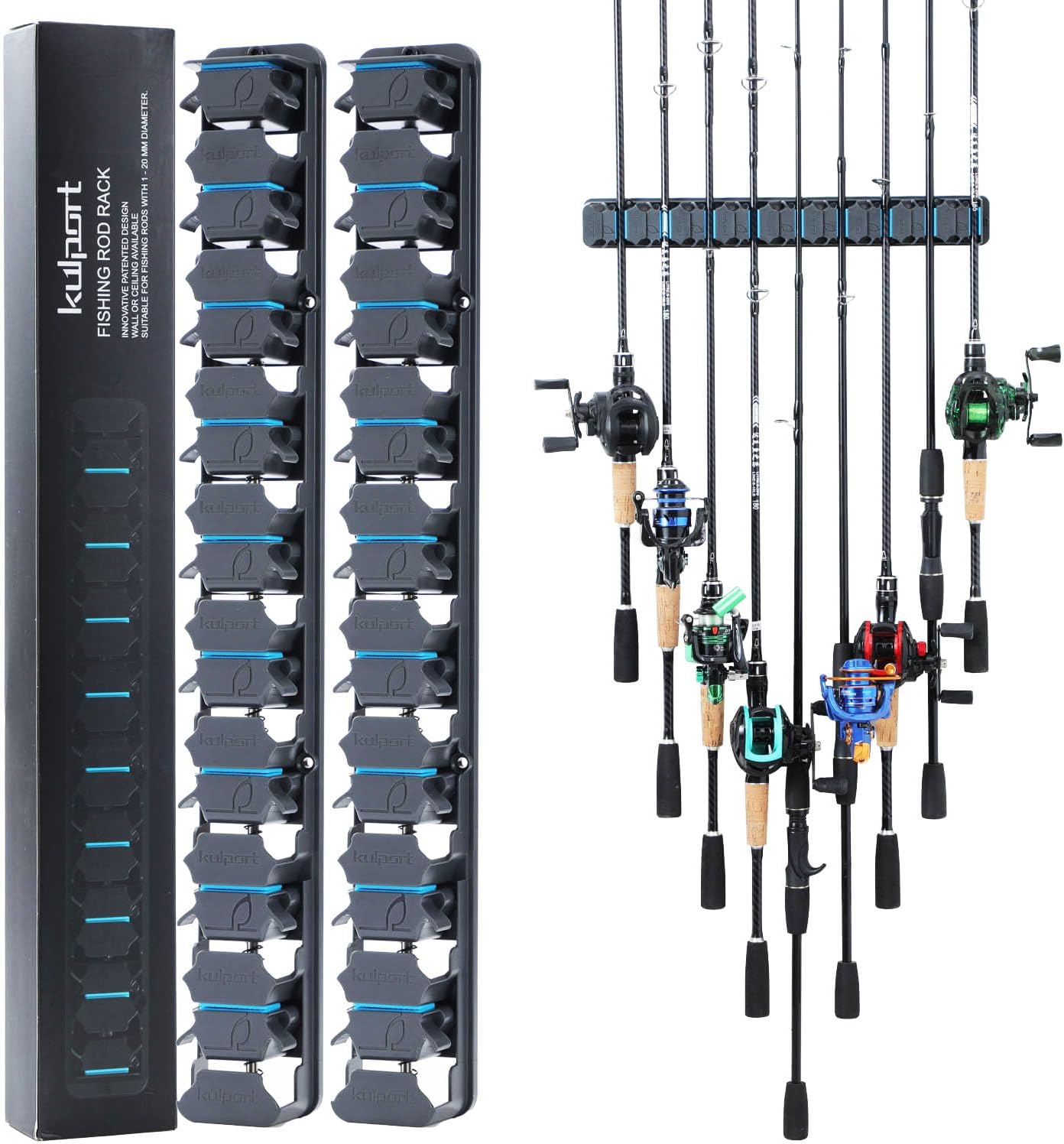 Fishing Rod Holder,Wall-Mounted Fishing Rod Rack Vertical Fishing Pole Holder Holds Up to 18 Rods or Combos,Fishing Rod Rack for Garage Organization System &Fits Most Rods