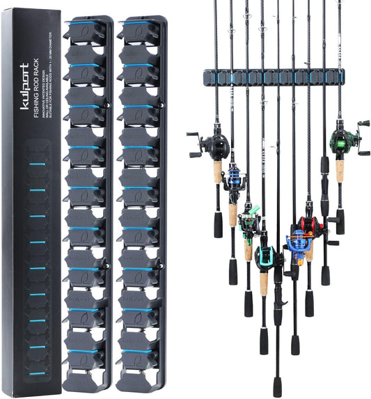 Fishing Rod Holder,Wall-Mounted Fishing Rod Rack Vertical Fishing Pole Holder Holds Up to 18 Rods or Combos,Fishing Rod Rack for Garage Organization System &Fits Most Rods
