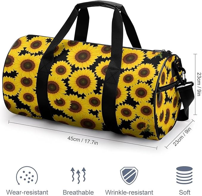 Dance Sports Gymnastics Bag Floral Sunflower (7) Foldable Gym Bags Lightweight Travel Sports Bag Unisex Gym Duffel Bags