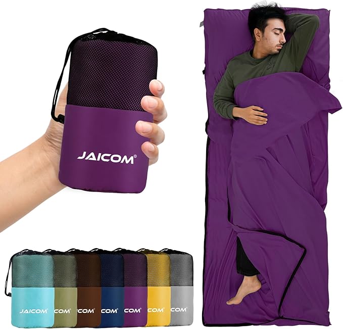 Sleeping Bag Liner, Travel Sheets & Adult Sleep Sack, Ultralight and Portable Summer Sleeping Bag - Ideal for Backpacking, Hotels and Hostels, Business Trips, Camping