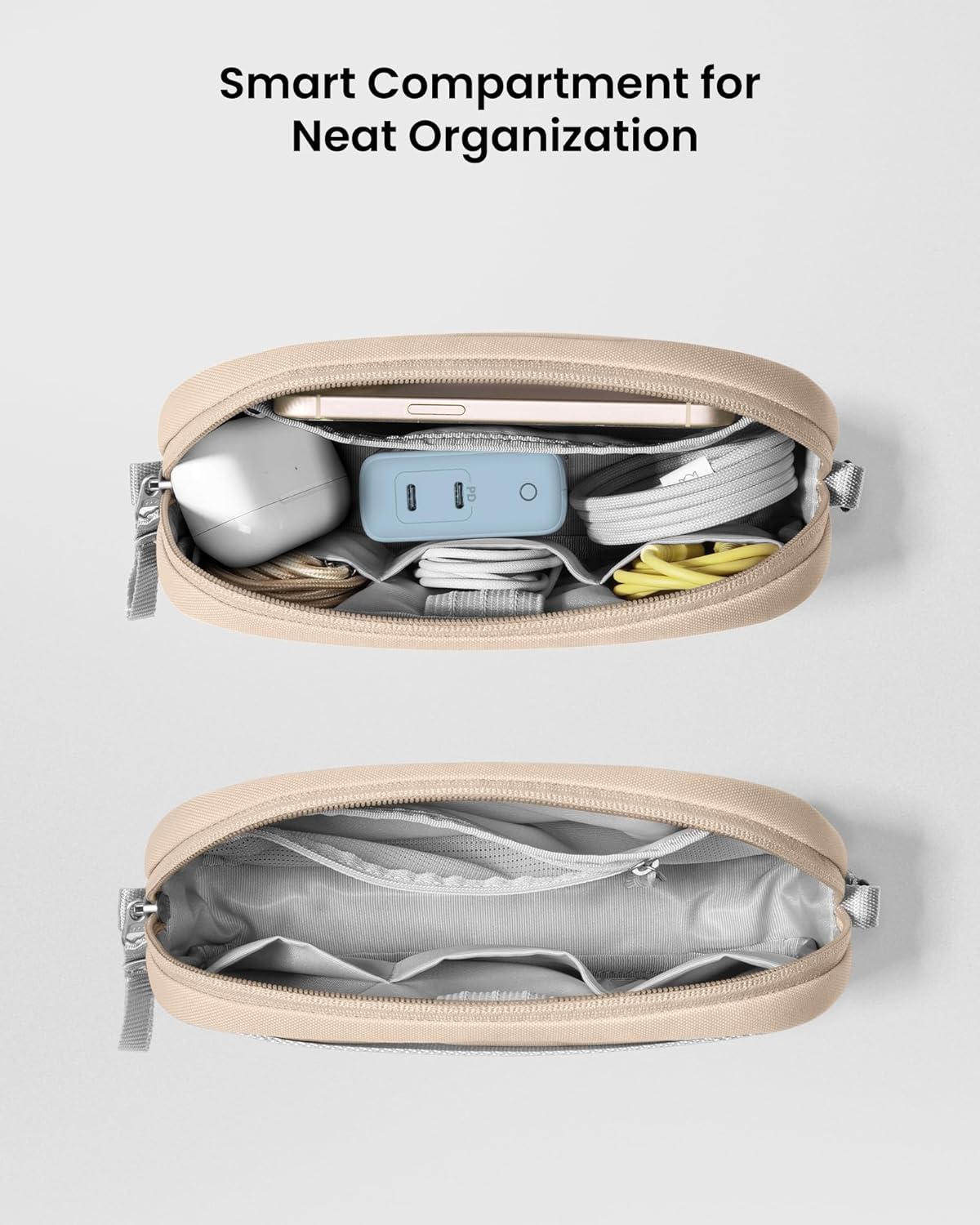 tomtoc Electronics Organizer Travel Case, Water Resistant Travel Bag Cable Organizer for Essentials, Tech Pouch Accessories Carry Storage for Cord, Phone, Cables, Airpods, USB Flash Drive, Daily Items