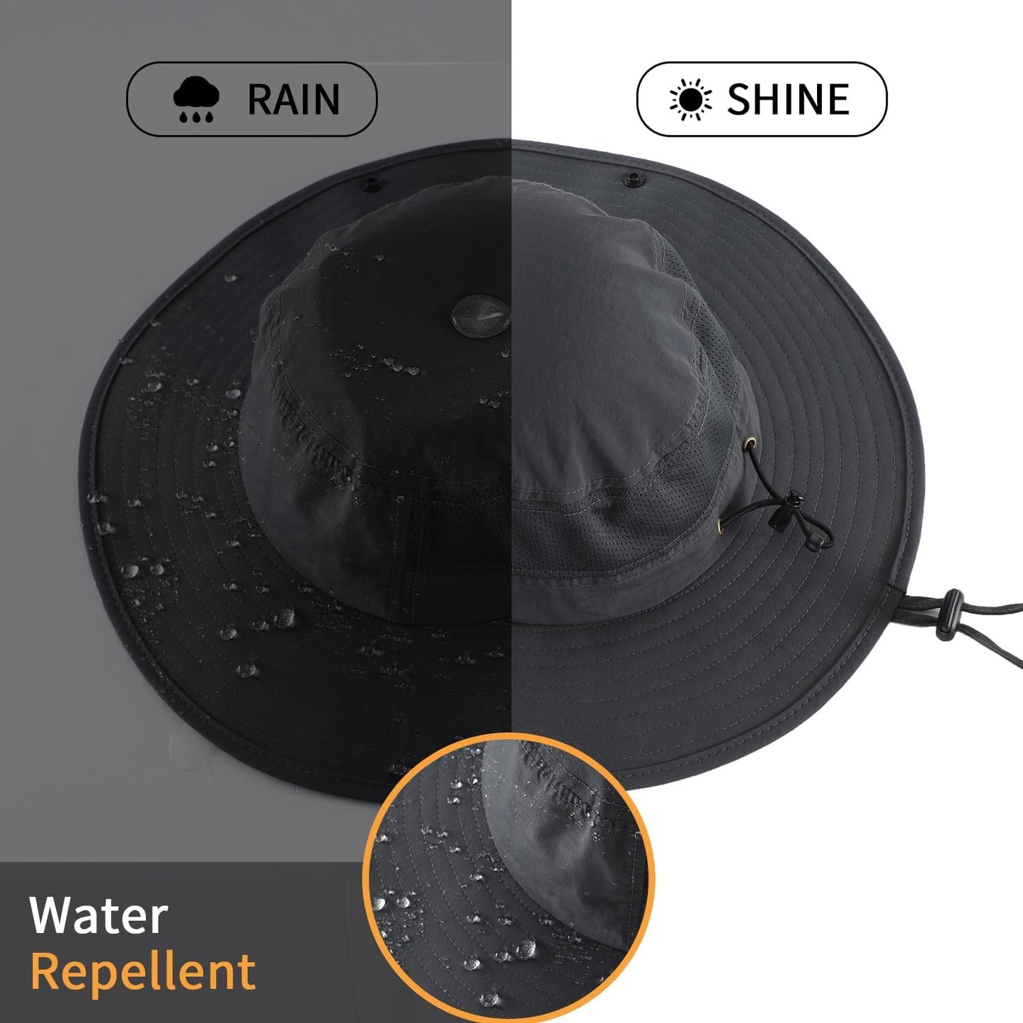 Home Prefer UPF50+ Mens Sun Hat Wide Brim Womens UV Protection Beach Bucket Hat for Fishing Hiking Snap Up Cowboy Hat