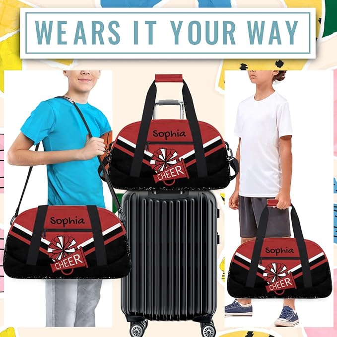Personalized Red Glitter Cheer Bag for Cheerleaders, Custom Sport Gym Bag Dance Bag Travel Duffle Bag Cheerleading Gifts for Women