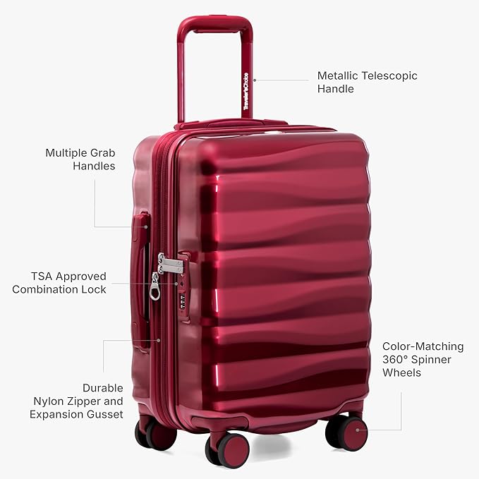 Traveler's Choice Edinburgh II Hardside Spinner Luggage, TSA Lock, Red, 29" Large