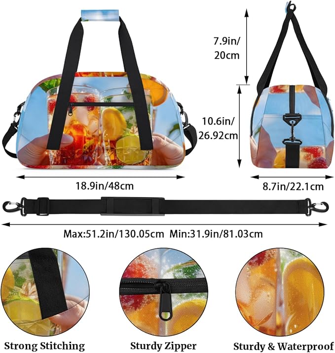 Drinks Kids-Duffel-Bags Gymnastics Dance Bag Carry-On Overnight Travel Gym Lightweight Dance Sports Bags For Girls Boys Kids，