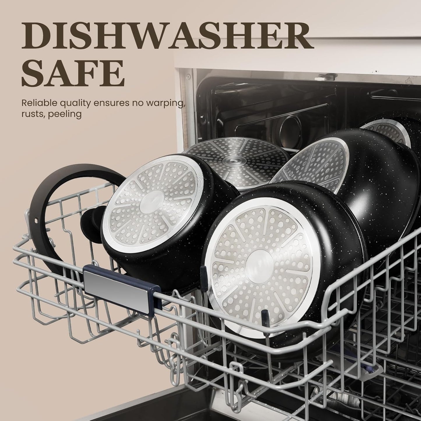 KIKCOIN 20 Pcs Pots and Pans Set Non Stick, Detachable Handle Cookware Sets Nonstick, Non Toxic Induction RV Kitchen Cooking Set with Removable Handles, Dishwasher/Oven Safe, Easy Clean (Black)