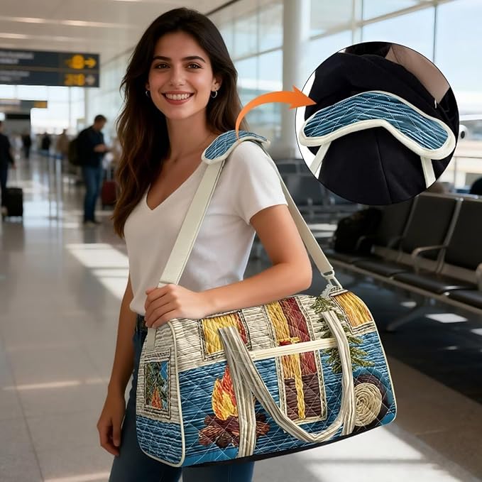 COEQINE Quilted Tote Bag Large Car Luggage Bag for Women Large Packable Travel Bag Multiple Interior and Exterior Pockets Crossbody Purses for Womens