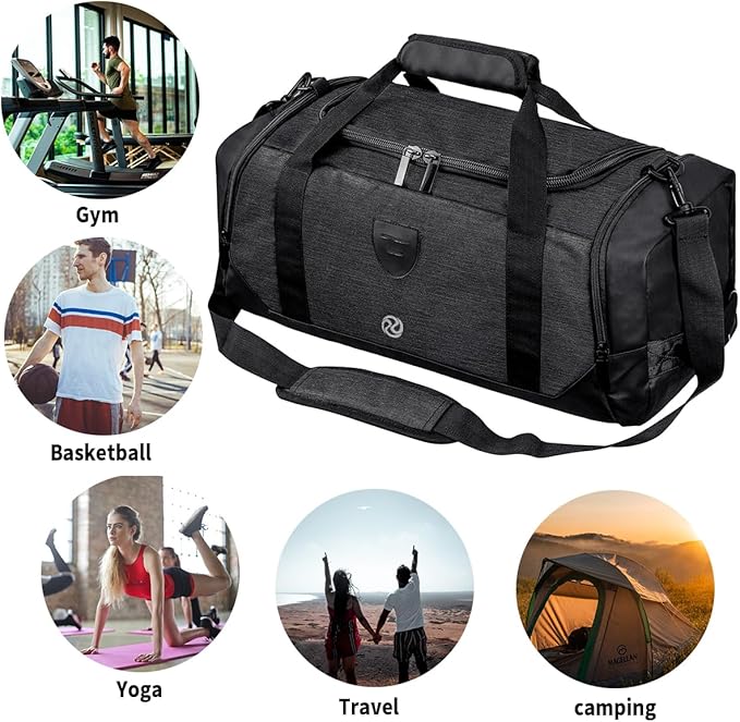 large Gym Duffle Bag Backpack Waterproof Sports Duffel Bags Travel Weekender Bag for Men Women Overnight Bag with Shoes Compartment Black-Perfect (Black, Large 75L)