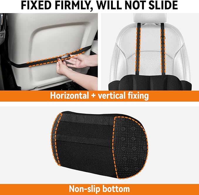 Lumbar Support Pillow for Car,Back Support for Car Seat Cushion,Adjustable Straps Securely Fixed Car Lumbar Support Pillow for Office Chair (Black)