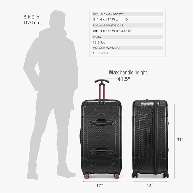 Traveler's Choice Maxporter II Polycarbonate Hardside Trunk with Spinner Wheels, Black, 31-Inch Trunk | Luggage, Spinner, Trunk