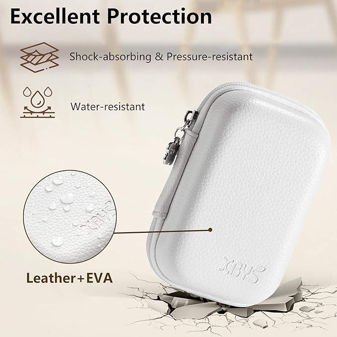 Digital Camera Case Compatible with Canon Powershot G7X Mark II & III/ SX740/ Sony ZV-1/ RX100 VII, Compact Travel Point & Shoot 4K Vlog Cameras Storage Holder with Lanyard (White)