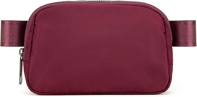 Waist Belt Bag for Women Lulu Dupes Mini Small Crossbody Purse Sling Bag Cute Fashion Waterproof Fanny Pack Over The Shoulder Bags Fashionable Travel Running Belt Pouch Bum Bag Red Merlot
