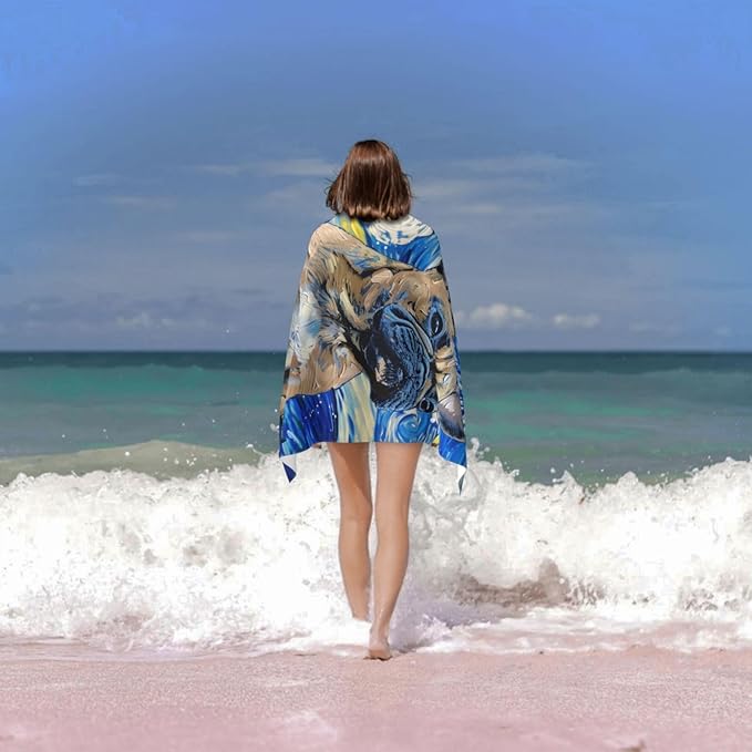 Microfiber Beach Towel, French Bulldog Beach Towels 32x52in,Quick Dry, Sand Free, Ultra Soft & Oversized Towel for Travel, Outdoor, Bathroom, Swimming - Ideal for Pool, Camping, Yoga, or Gift Decor