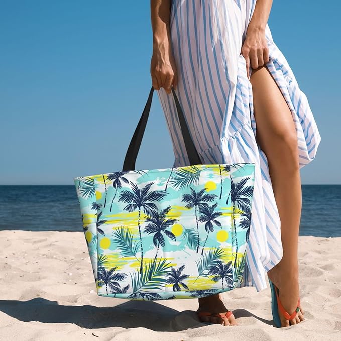 Beach Bag Tote Bags Waterproof Sandproof for Women Large Beach Tote Bag Foldable with Pockets for Weekend Vacation