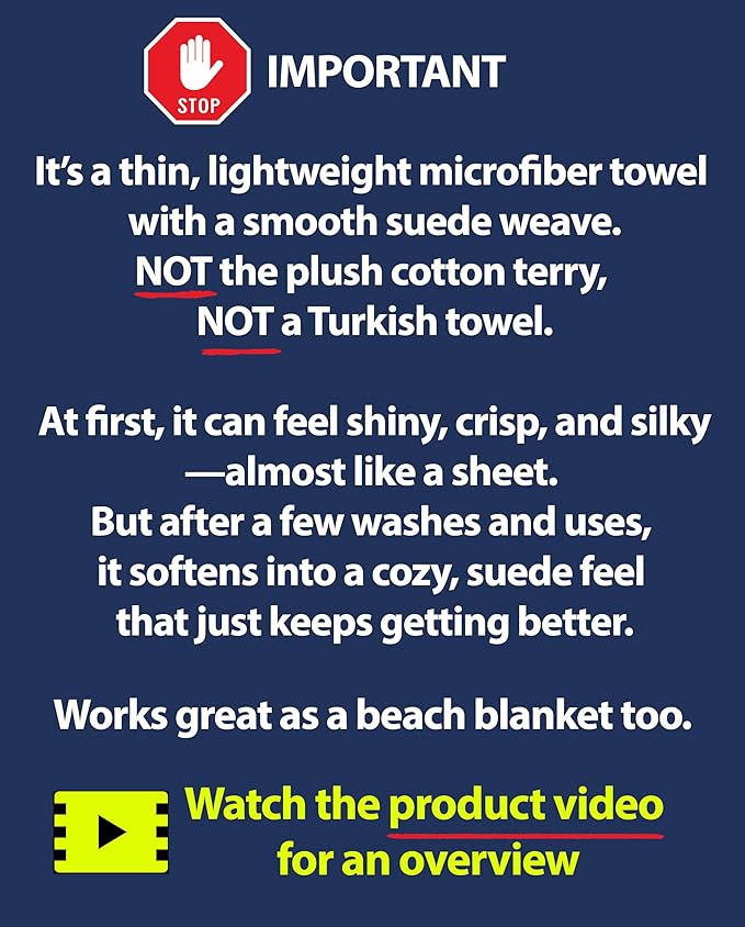 Microfiber Beach Towel Oversized 71X32" Thin, Reversible, Large, Lightweight, Quick Dry, Sand Free, Absorbent, Swim, Pool, Cruise, Compact Travel Towel, Camping, Beach Blanket, Carry Bag, Turtle