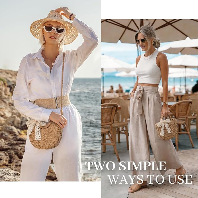 Clothirily Straw Clutch Purses for Women, Cloud Dumpling Woven Bag with Detachable Chain, Beach Crossbody Shoulder Handbag