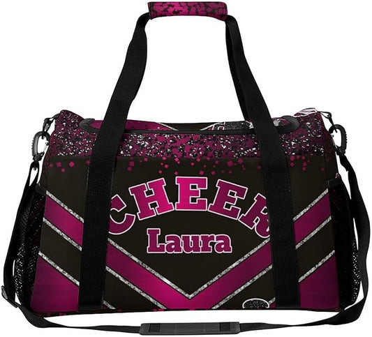 Personalized Cheer Bag Gifts for Girls Sport Cheerleading Gym Travel Duffel Bag Overnight Weekender Bags with Name (Dark Red)