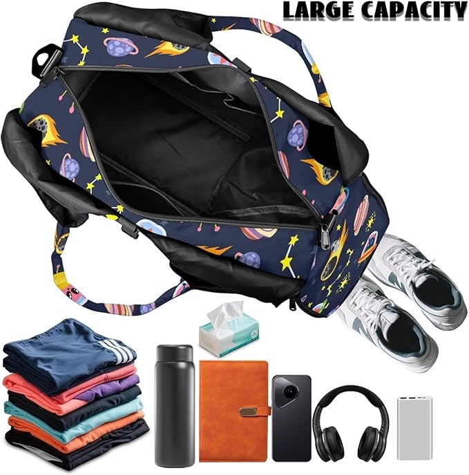 Mens Duffle Bag with Shoes Compartment, Travel Duffel Bags with Yoga Mat Holder, Wet Pocket, Carrying Function Gym Bags for Yoga Pilates Swimming