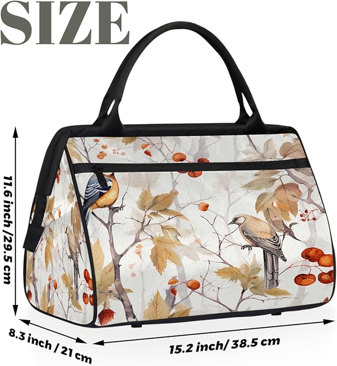 Spring Bird Branch Leaves Travel Duffel Bag, Waterproof Sports Gym Duffle Bag, Large Capacity Weekender Carry On Overnight Bags for Women Men