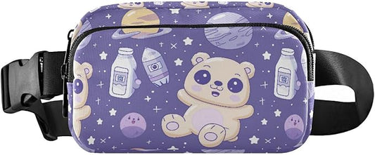 Kawaii Teddy Bear Universe Fanny Pack for Women Men Water Resistant Fashion Waist Packs with Adjustable Strap Belt Bag for Travel Workout Jogging Hiking 21219110