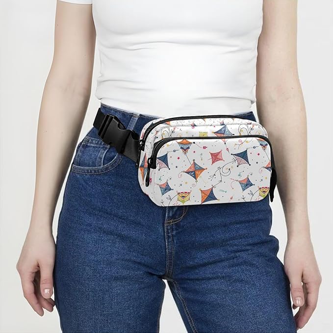 Colorful Kites Fanny Pack for Women Men Water Resistant Fashion Waist Packs with Adjustable Strap Belt Bag for Travel Workout Jogging Hiking 21219018