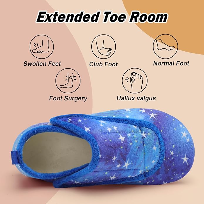 BARERUN Slippers for Women Men Wide House Diabetic Shoes for Women Men Warm Arthritis Edema Swollen Neuropathy Socks Slip on Adjustable Fuzzy Comfy Soft Womens Mens Bedroom Sliipers