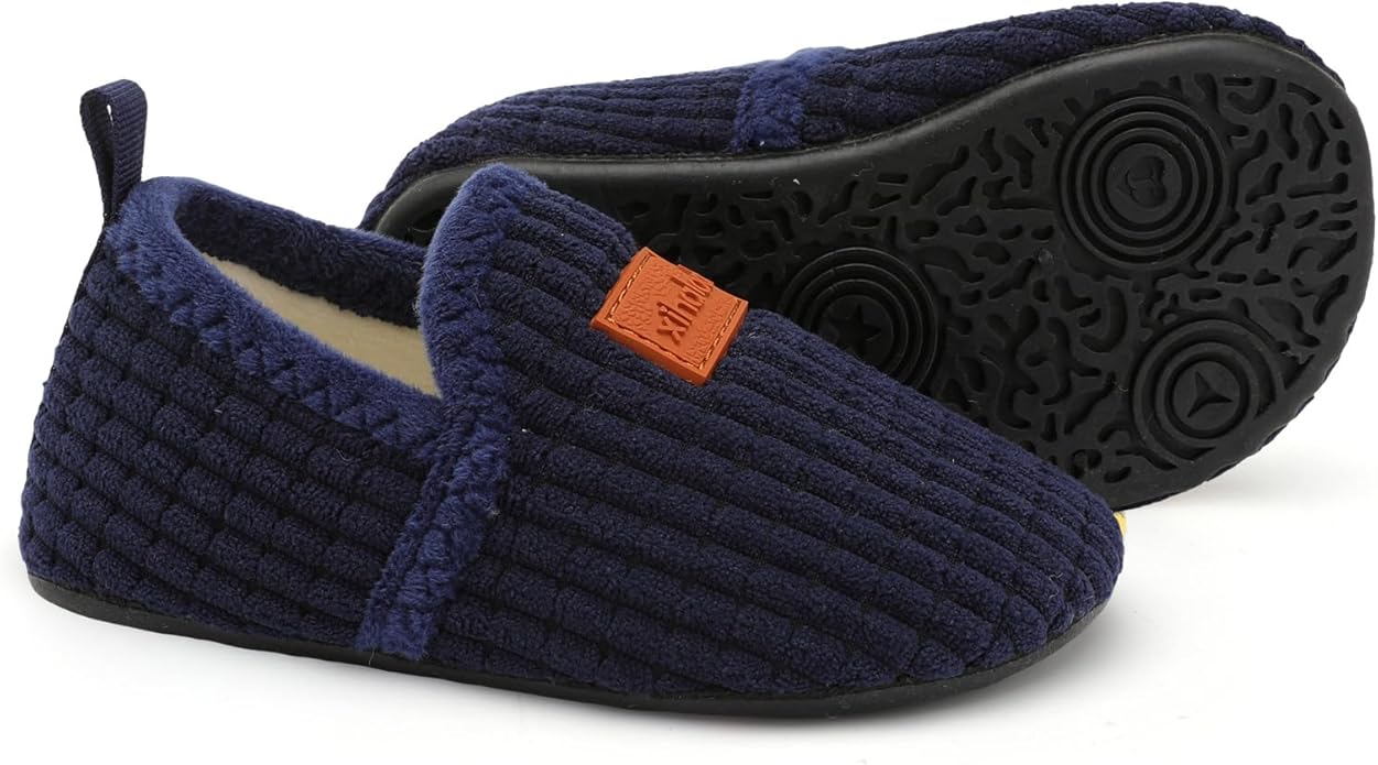 XIHALOOK Toddler Boys Girls House Slippers with Microfleece Lining Cozy Household Shoes Non-slip for Kids
